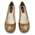 Sapato Flores Retrô com Salto Grosso Em Couro Cor Sued Exclusivo J.gean cod. FE0011