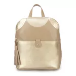Mochila Feminina de Couro Legítimo cor Bege/Ourolight J.Gean 