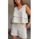 Conjunto Chiclé Regata E Short Básico Luiza Creme