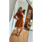 Vestido Vilma Chiclé Marrom