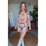 Vestido Curto Beleza Boho Estampado