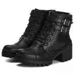 Bota Coturno Tratorado Feminina Em Couro Legitimo Preto 