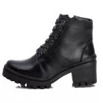 Bota Coturno Tratorado Feminina Em Couro Legitimo Preto
