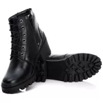 Bota Coturno Tratorado Feminina Em Couro Legitimo Preto