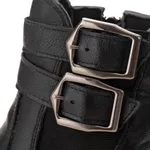 Bota Chelsea Feminina Cano Baixo Tratorado Couro Legitimo Preto Laranja