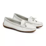 Kit 2 Mocassins Casual Feminino Em Couro Branco+Preto