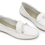 Kit 2 Mocassins Casual Feminino Em Couro Branco+Preto