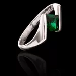 Anel/Aliança Zircônia 6x5 mm Esmeralda Prata 925 