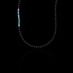 Colar Pedra Natural Ônix Negra / Turquesa Prata 925