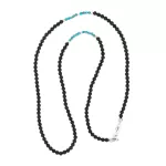 Colar Pedra Natural Ônix Negra / Turquesa Prata 925