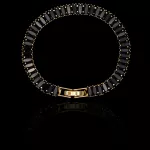 Pulseira Riviera Malha Esteira Preta 5x2mm Aço Inox Dourada