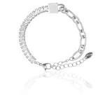 Pulseira Zircônia Incolor com Corrente Aço Inox Prateado