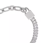 Pulseira Zircônia Incolor com Corrente Aço Inox Prateado