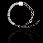 Pulseira Zircônia Incolor com Corrente Aço Inox Prateado
