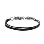 Pulseira 3 Fios Couro Preto