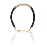 Pulseira Pedra Natural Disco Ônix Negra/jasper Verde Prata/banhado Ouro 20ml 