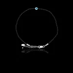 Pulseira Pedra Natural Ônix Negra 2mm com Mini Olho Grego Prata 925