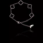 Pulseira Trevo Preto Aço Inox Prateado
