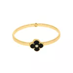 Bracelete Trevo Zamac Dourado Resina Preta