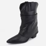 Bota Em Couro Bico Fino Natália Preto 