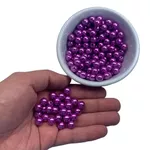 Perolas Abs Com Furo 8mm Violeta Artesanato 200 Unidades