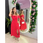VESTIDO MIDI VIOLETA VERMELHO/ OFF