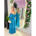 VESTIDO MIDI FERNANDA AZUL LISO