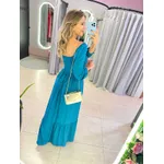 VESTIDO MIDI FERNANDA AZUL LISO