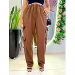 CALÇA CARGO ELASTICO MARROM ESCURO