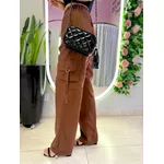 CALÇA CARGO ELASTICO MARROM ESCURO