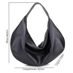 Bolsa de Ombro Mr. Gutt Grande em Couro Legítimo Preto - B1501- Preta