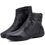 Bota Rasteira De Couro Cano Curto Preto - Ref. 1703 Pto