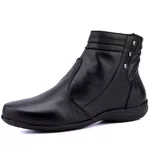 Bota Rasteira De Couro Cano Curto Preto - Ref. 1703 Pto