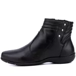 Bota Rasteira De Couro Cano Curto Preto - Ref. 1703 Pto