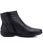 Bota Rasteira De Couro Cano Curto Preto - Ref. 1703 Pto