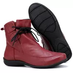 Bota Rasteira De Couro Cano Curto Bordô - Ref. 2901 Bordo