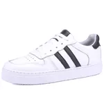 Tênis Isabella Feminino em Couro Mr Gutt com Listras - Ref. 2201-Branco/Preto