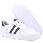 Tênis Isabella Feminino em Couro Mr Gutt com Listras - Ref. 2201-Branco/Preto