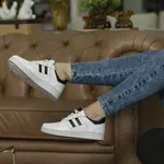 Tênis Melani Casual Feminino em Couro Legítimo - Ref. N3 Branco/Preto