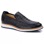 Loafer Elite Couro Premium Croco Preto