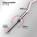 Barra W Musculação Maciça e Cromada com Rosca 120cm - Consport 
