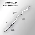 Barra W Musculação Maciça e Cromada com Rosca 120cm - Consport 