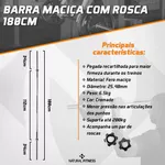 Barra de Musculação Reta Com Rosca Maciça Recartilhada 180 cm - Consport 