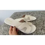 Flat H rasteira em couro legítimo Off white