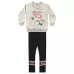 Conjunto Blusa Moletinho e Legging Fakini Infantil Feminino Tamanho 4 ao 10