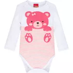 Body Manga Longa Kyly Bebê Feminino Ursinho P-M-G