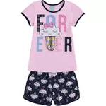 Pijama Kyly Infantil Feminino 10 ao 18 Rosa com Marinho - Nuvens