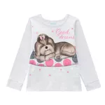 Pijama Manga Longa Kyly Bebê Feminino Cachorrinho Tamanho 1-2-3
