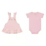 Salopete com Body Kiko Baby Bebê Feminina P-M-G Rosa com Salmão