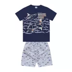 Conjunto Fakini Infantil Masculino 4 ao 8 - Azul 